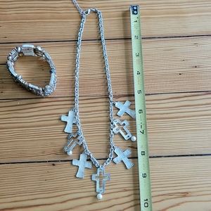 Cross necklace and bracelet together